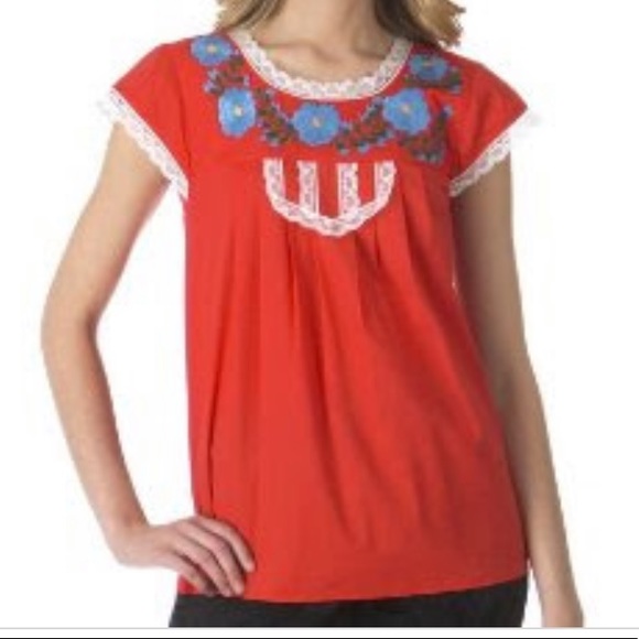 Tracy Feith Tops - Tracy Feith Red Embroidered Shirt XL Target Tracy Feith Tops - Tracy Feith Red Embroidered Shirt XL Target